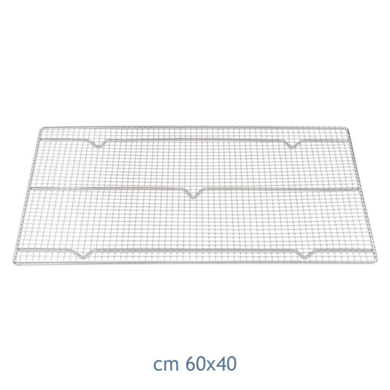 Griglia cromata professionale 60x40 cm con maglia fitta per pasticceria e glassatura dolci