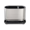 Portaspugne organizer in acciaio inox lucido con due scomparti per spugne e detersivi su piano cucina