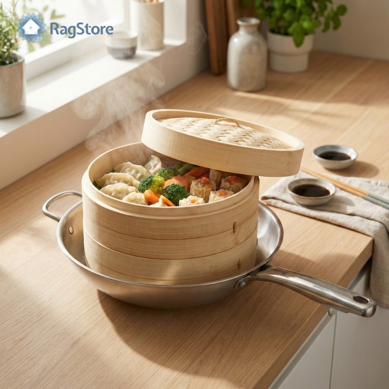 Cuoci Vapore Bambù EVA 25,5 cm - Vaporiera per Cucina Sana | RagStore