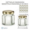 Dimensioni del kit barattolo esagonale da 45 ml con tappo oro