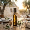 Idea di bomboniera con bottiglia di olio da 100 ml con confezionamento rustico