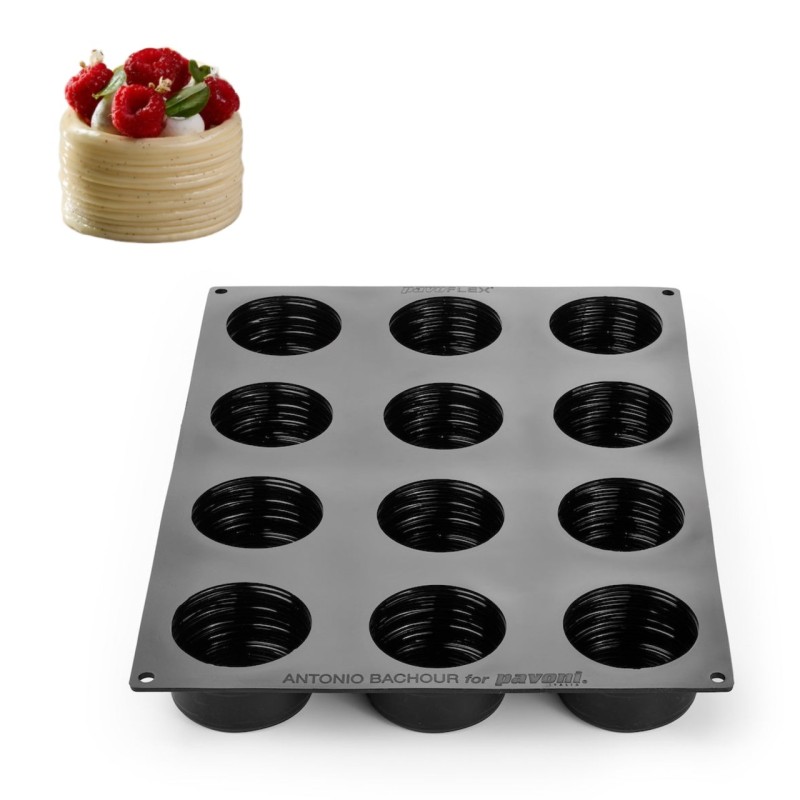 Stampo in silicone professionale Pavoni modello Linea con 12 cavità per monoporzioni rettangolari moderne