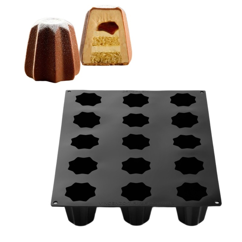 Stampo professionale in silicone grigio a 12 cavità per monoporzioni a forma di pandoro 40x30 cm