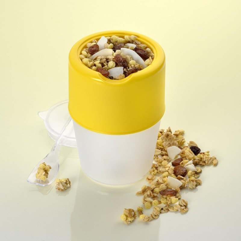 Contenitore snack fresco con spazio per cereali