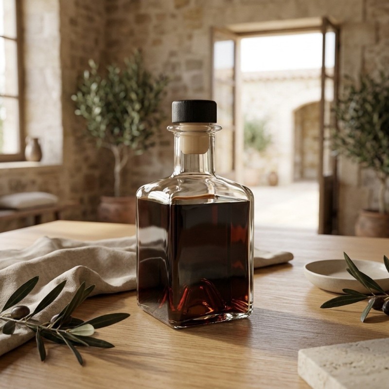 Bottiglia trasparente quadrata per confezionare distillati - liquori - aceto - olio da 200 ml