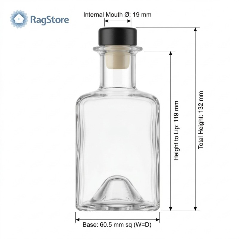 Kit 12 Bottiglie Rubik 200ml Tappo Nero - Vetro | RagStore