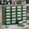 Dettaglio del cassetto estraibile verde da 11 cm per cassettiera modulare con spazio per etichetta