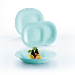 Servizio piatti 18 pezzi Luminarc Carine Turquoise in vetro opale temperato