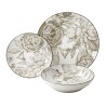 Servizio piatti in porcellana Bouquet Tortora 18 pezzi con decoro floreale