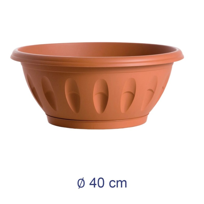 VASO A CIOTOLA ALBA CM 40 CON SOTTOVASO - TERRACOTTA