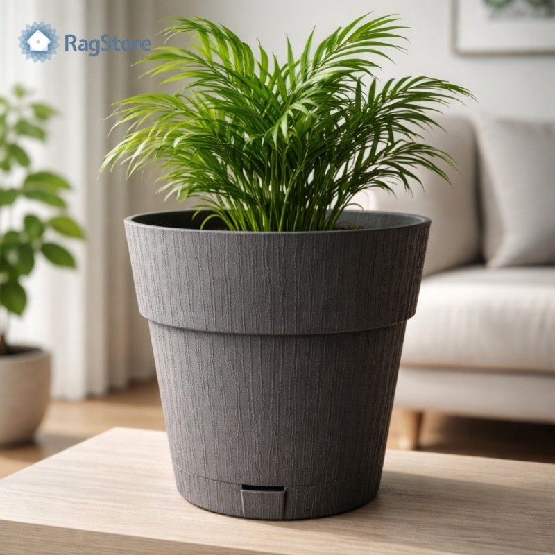 Vaso in plastica da interni per ambienti moderni. Colore Grigio