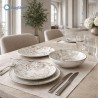 Set piatti in porcellana tortora Bouquet 18 pezzi su tavola moderna