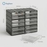 Dimensioni cassettiera in plastica a 12 cassetti trasparenti cm  22,5 x 13,3 x 16,9 h
