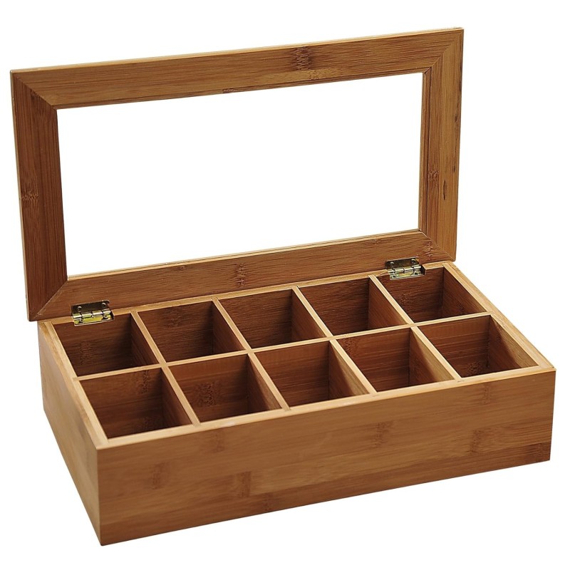 Scatola Porta Tè Bambù 10 Scomparti - Contenitori | RagStore