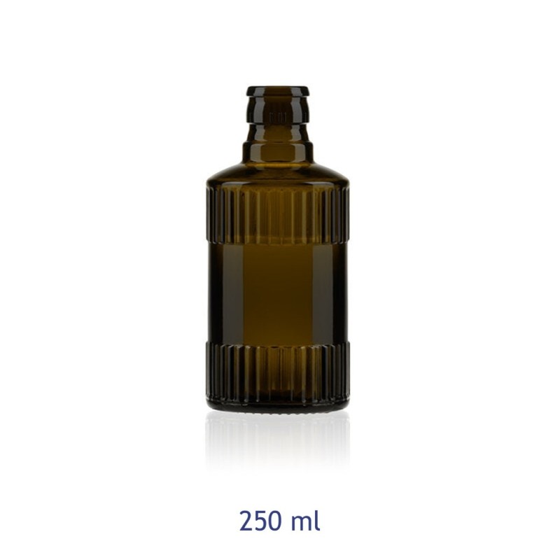 BOTTIGLIA VETRO OLIENA RIBS ANTI FRODE 250 ml VERDE ANTICO