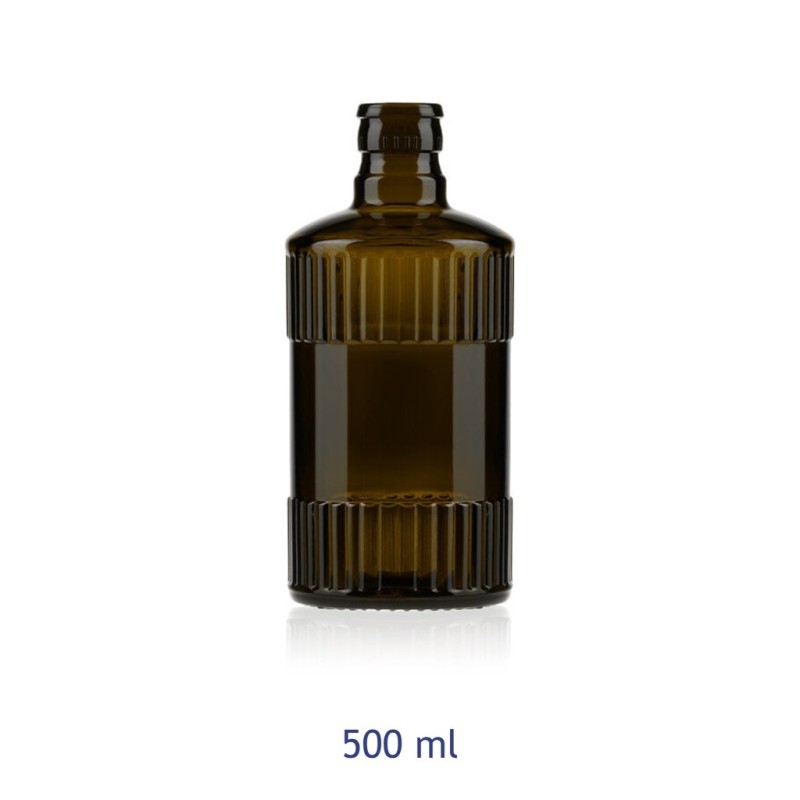 BOTTIGLIA VETRO OLIENA RIBS ANTI FRODE 500 ml VERDE ANTICO