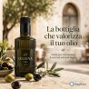 Bottiglia Oliena Ribs 250 ml per olio EVO con tappo anti-frode in ambientazione gourmet