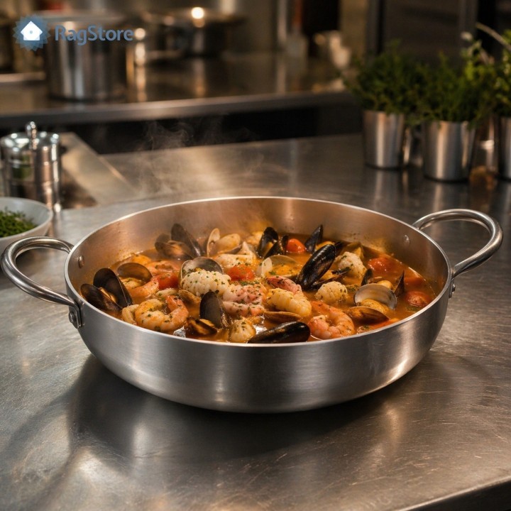 Tegame alluminio professionale per cotture zuppe di pesce