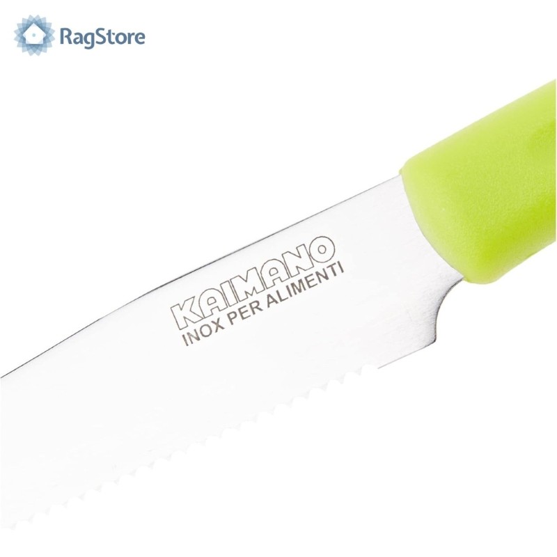 Coltello Kaimano con lama seghettata in acciaio inox e manico colore verde