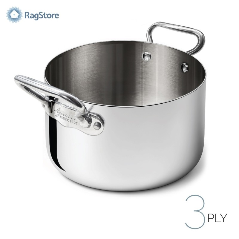 Pentola casseruola alta 28 cm 2 maniglie Aluinox 3ply lucido