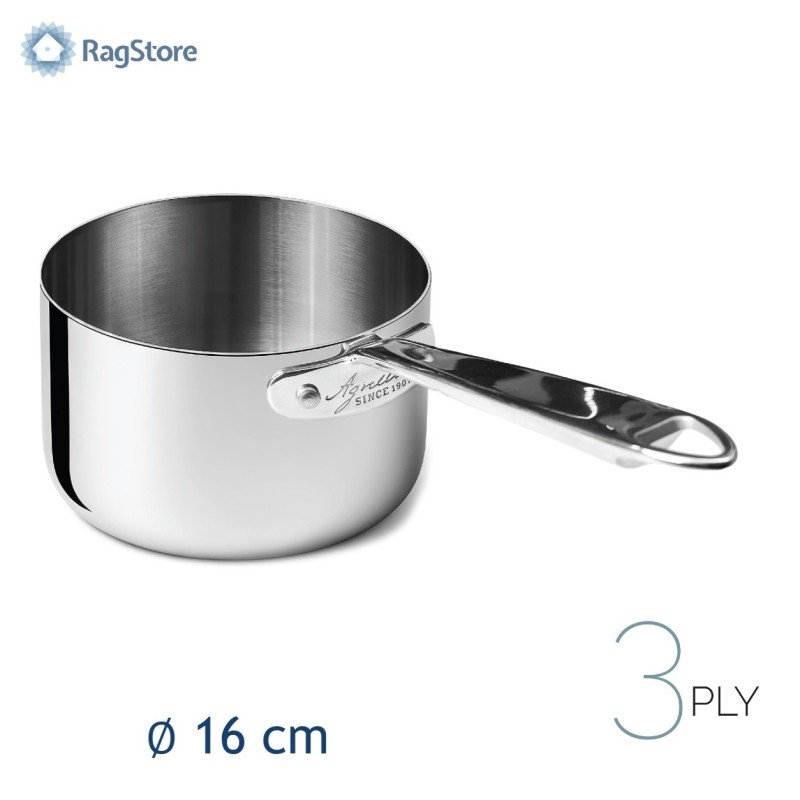 Casseruola alta 16 cm Aluinox 1907 Pentole Agnelli in acciaio inox per induzione