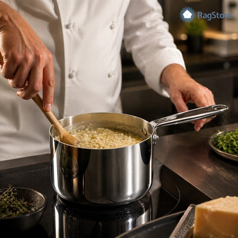 Pentola alta 1 manico Aluinox 16 cm capacità 2,2 litri per cucina professionale