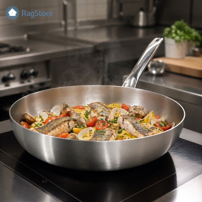 Padella alta in alluminio per cucina professionale uso Chef
