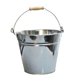 SECCHIO METALLO ZINCATO MANICO LEGNO Lt 10