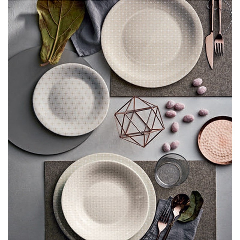 SERVIZIO PIATTI DA TAVOLA IN ARCOPAL Pz 18 CERAMIC BEIGE