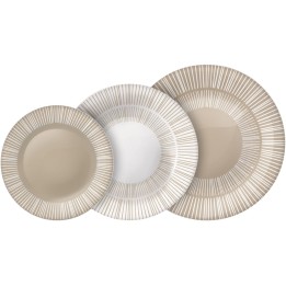 SERVIZIO PIATTI DA TAVOLA IN ARCOPAL Pz 18 STRIA BEIGE
