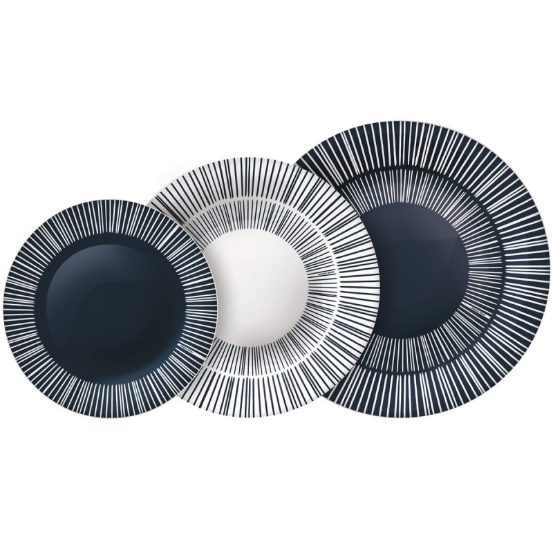 SERVIZIO PIATTI DA TAVOLA IN ARCOPAL Pz 18 STRIA GREY
