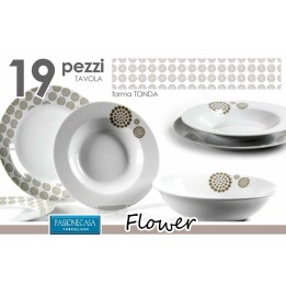SERVIZIO PIATTI TAVOLA IN PORCELLANA DA 19 Pz FLOWER
