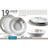 SERVIZIO PIATTI TAVOLA IN PORCELLANA DA 19 Pz FLOWER