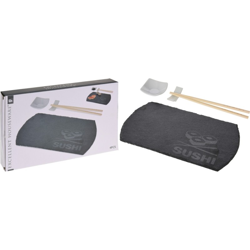 SET SERVIZIO SUSHI PIATTO ARDESIA CON ACCESSORI Pz 4