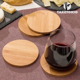 Set 4 pz Sotto bicchiere in legno di bambu