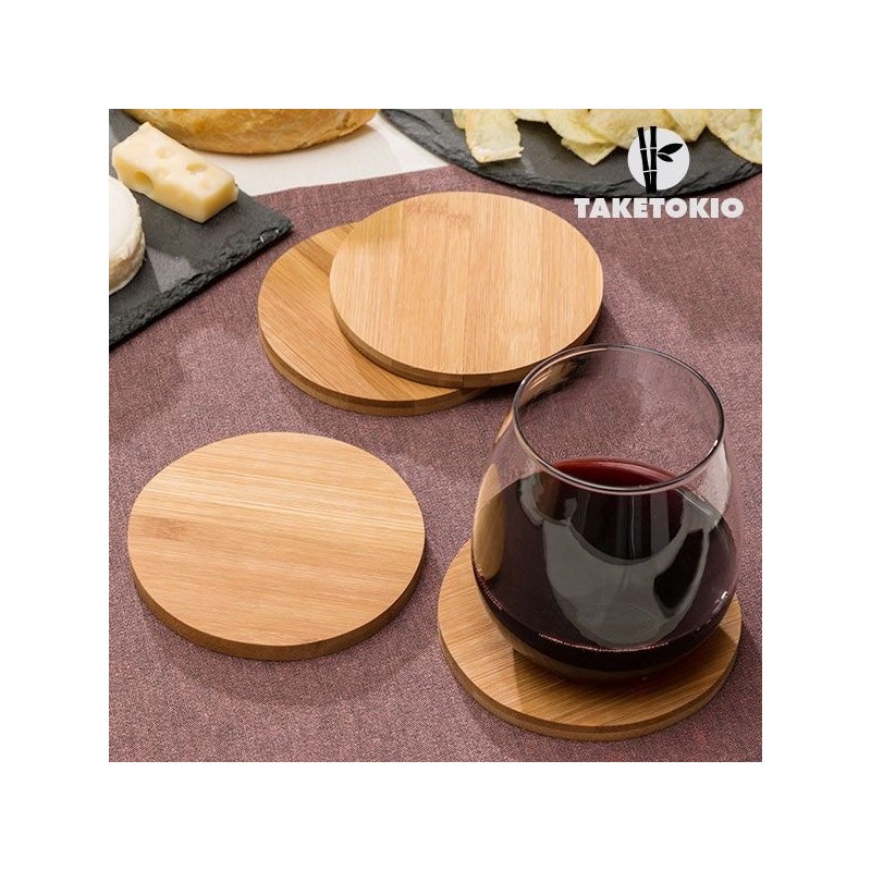 Set 4 pz Sotto bicchiere in legno di bambu
