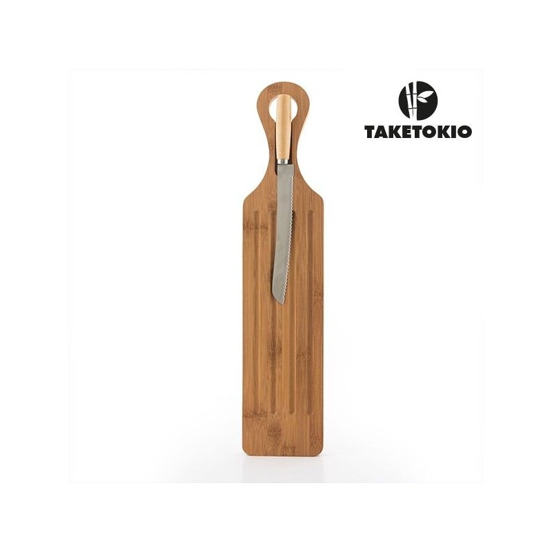 TAGLIERE PANE LEGNO BAMBOO CON COLTELLO