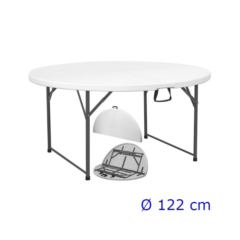 TAVOLO POLIETILENE HD TONDO PIEGHEVOLE CATERING CM 122x74