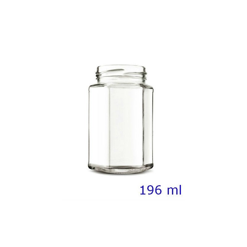 BARATTOLO VETRO ESAGONALE CC 196 Ø 58