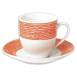 TAZZINE CAFFE' PORCELLANA C/PIATTO Pz 6 ONIR ARANCIONE