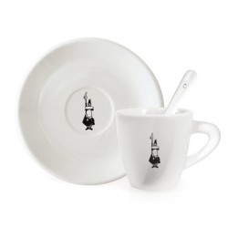 TAZZINE CAFFE' PORCELLANA CON PIATTINO BIALETTI Pz 6 BIANCHE