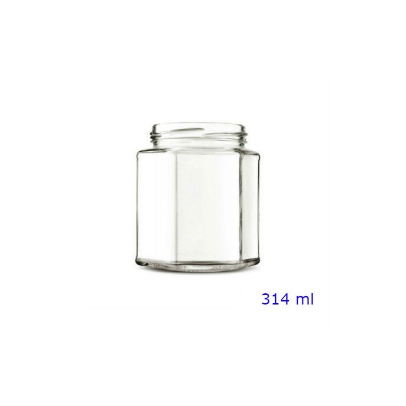 BARATTOLO VETRO ESAGONALE CC 314 Ø 66