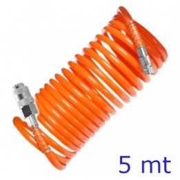 TUBO A SPIRALE PER ARIA COMPRESSA  5 Mt CON INNESTI RAPIDI