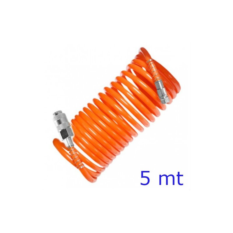 TUBO A SPIRALE PER ARIA COMPRESSA  5 Mt CON INNESTI RAPIDI