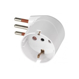 ADATTATORE SCHUKO 16A 90° BIANCO
