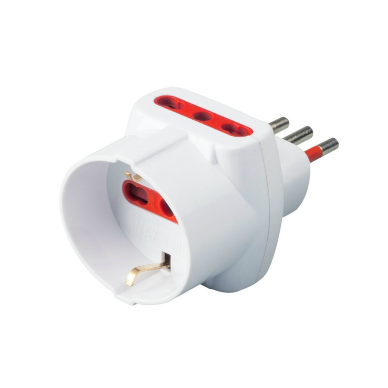 ADATTATORE TRIPLO SCHUKO 10A CON LIMITATORE