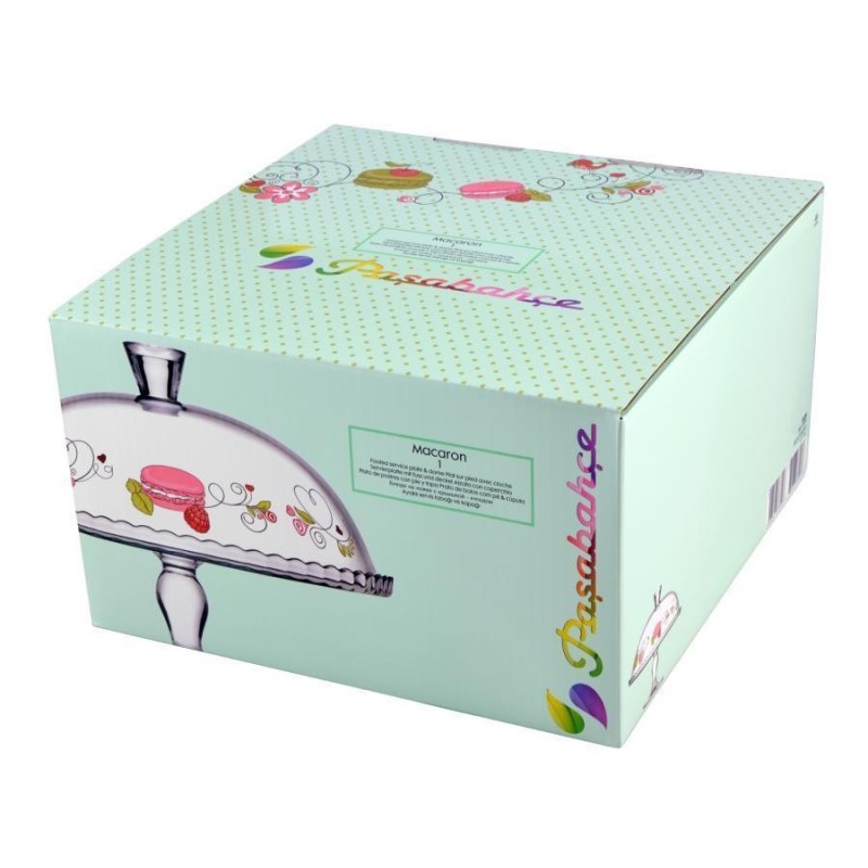 ALZATA IN VETRO PORTA DOLCI MOD. MACARON CM 32 CON COPERCHIO
