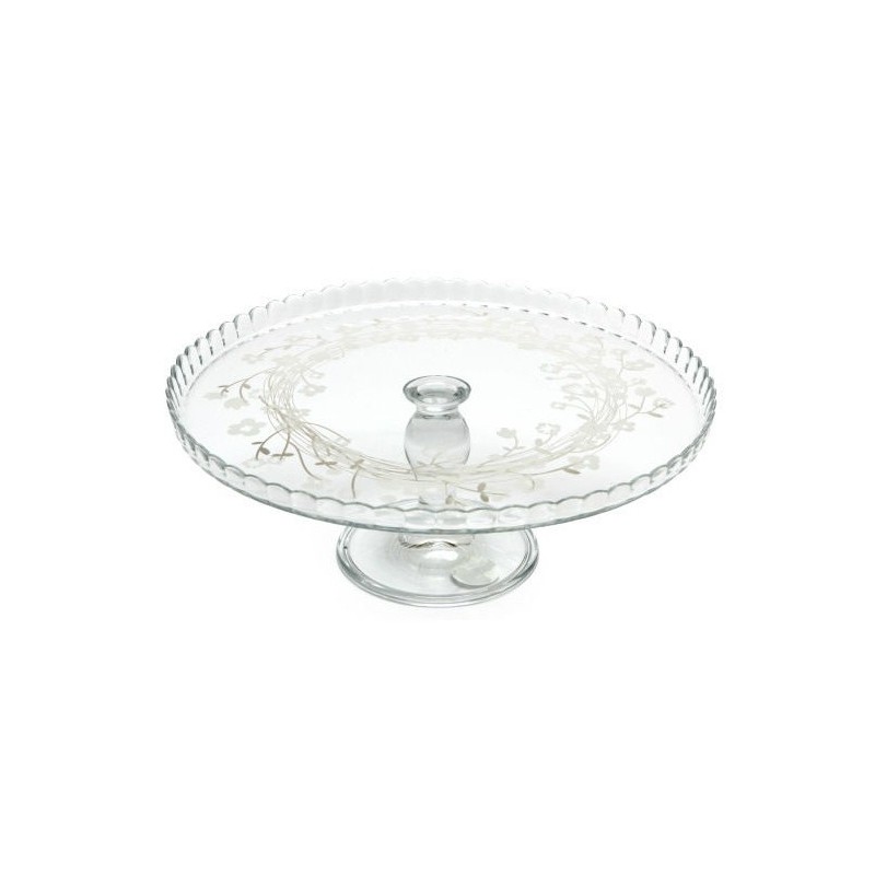 ALZATA IN VETRO PORTA DOLCI MOD. PATISSERIE CM 32 FIORI