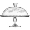 ALZATA IN VETRO PORTA DOLCI MOD. SNOWFLAKES CM 32 CON COPERCHIO
