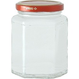 BARATTOLO VETRO ESAGONALE CC 314 Ø 58
